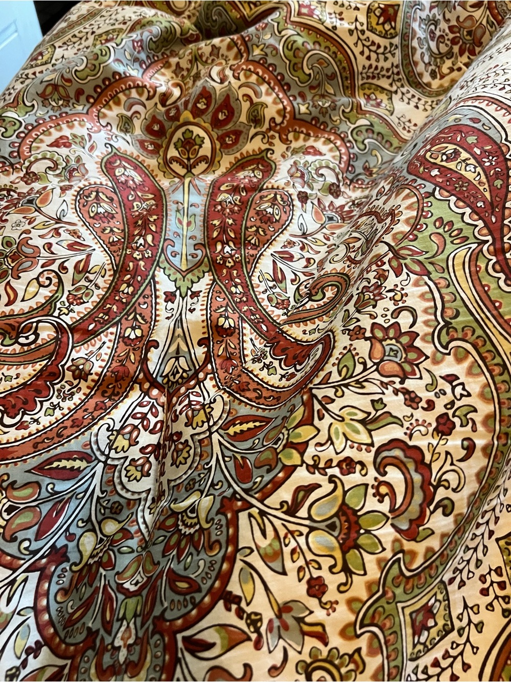 Paisley Medallion comforter  in Rust, Sage & Cream colors-